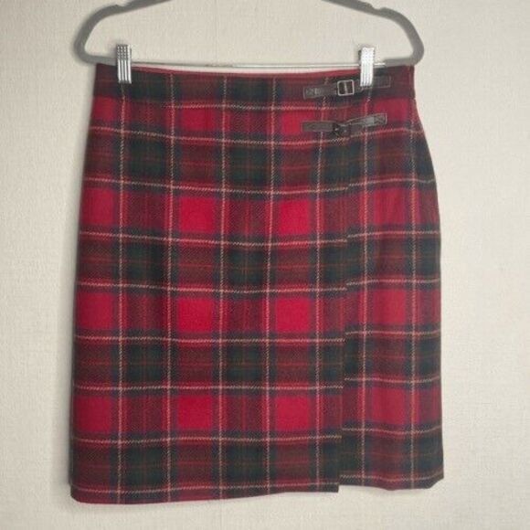 VTG 90s Y2K Boden British Tweed by Moon Women Size 10L Plaid Red Wool Mini Skirt - Picture 1 of 11